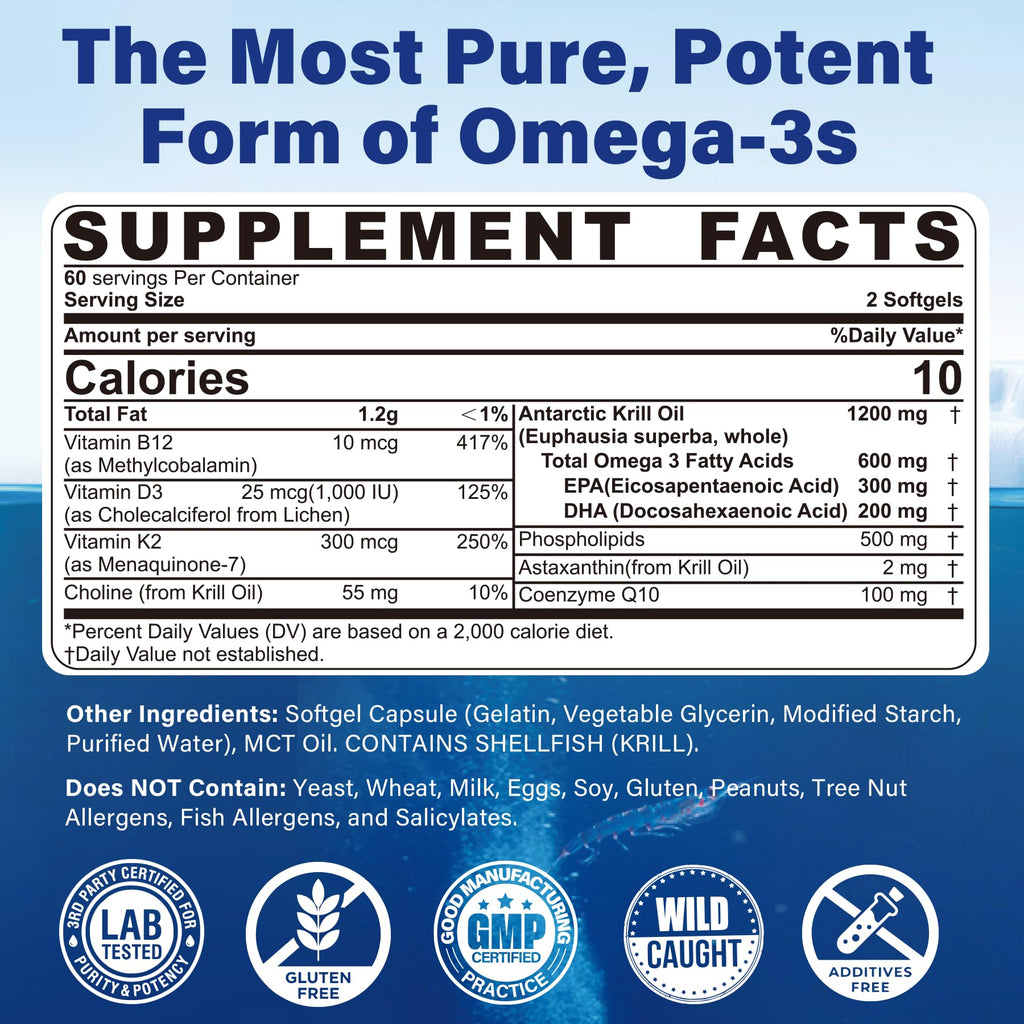 Krill Oil Omega 3 Supplements 1200 mg U645