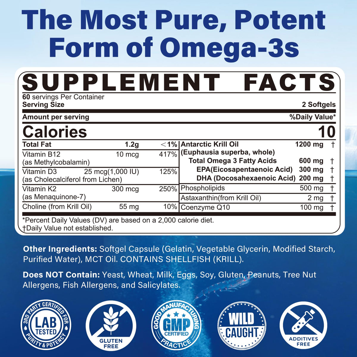 Krill Oil Omega 3 Supplements 1200 mg U645