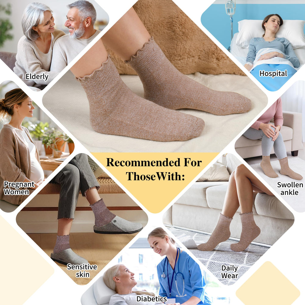 6 Pairs Non Binding Wide Seamless Diabetic Ankle Socks F256