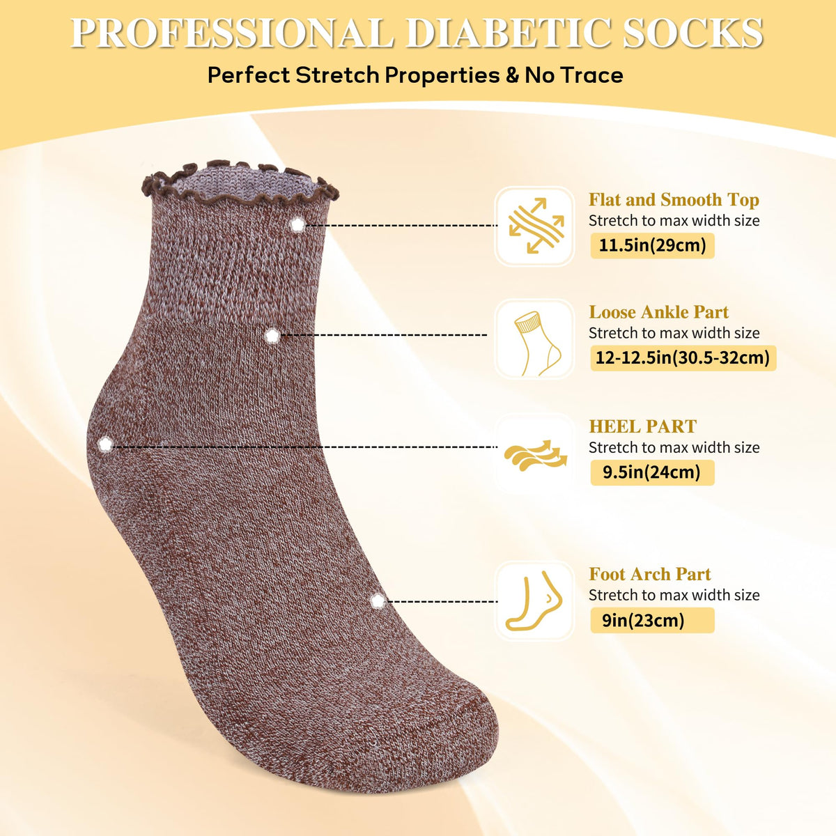 6 Pairs Non Binding Wide Seamless Diabetic Ankle Socks F256