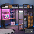 Twin Loft Bed with Desk and 6 Storage Drawers V330638