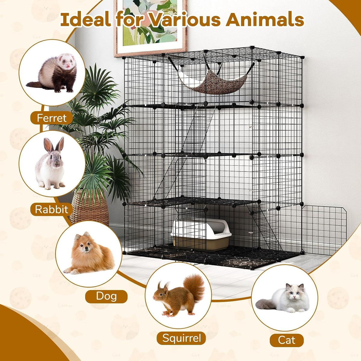 Large 4-Tier Metal Wire Cat Cage N882924