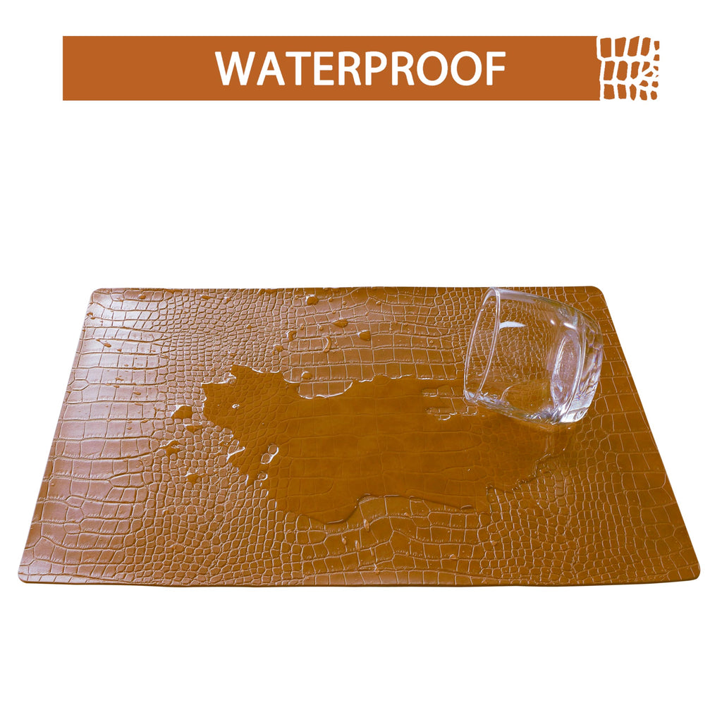 Faux Leather Placemats Set of 8 Brown E163266