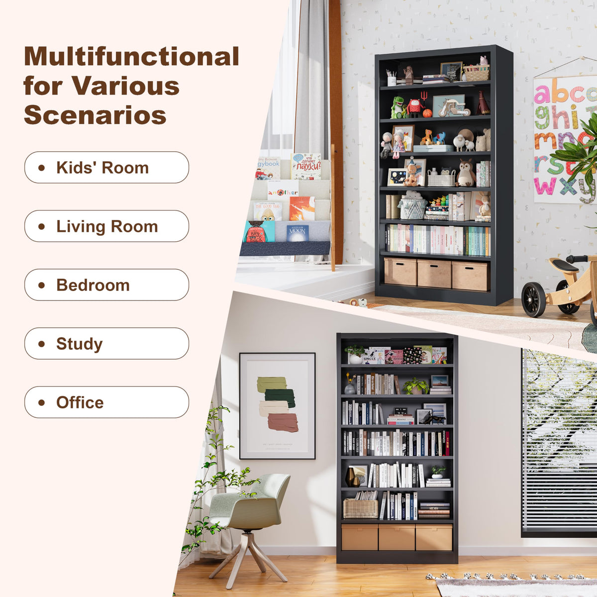 7 Tier Metal Media Storage Cabinet with Adjustable Shelves G53701