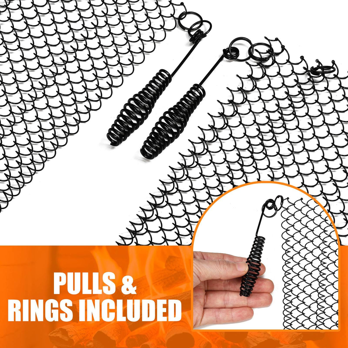 2 Pack Fireplace Screen Mesh Curtain X1172