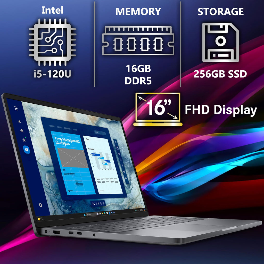 16" FHD+ Business Laptop, Intel 10 Core i5-120U, 16GB DDR5 RAM, 256GB SSD W941857