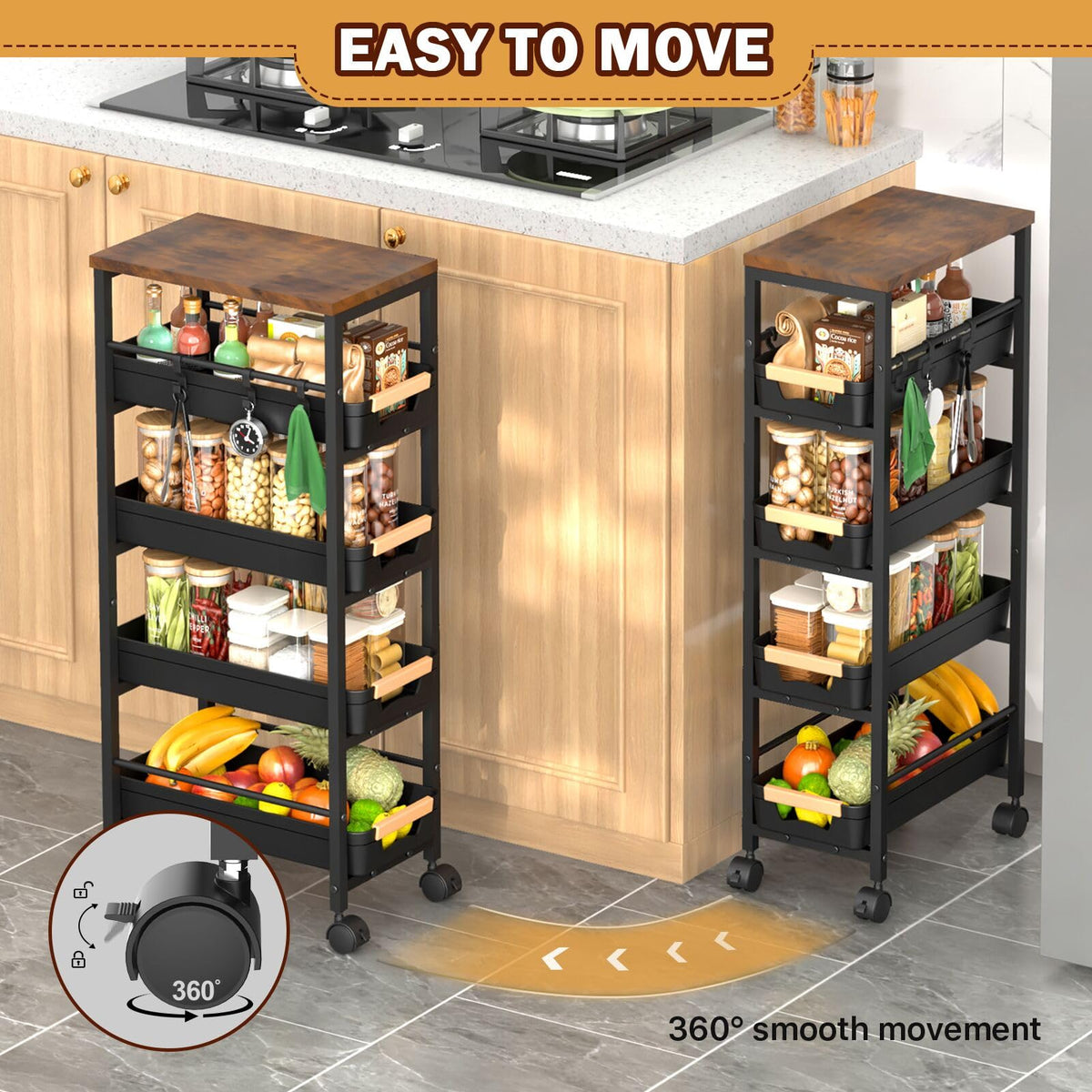 Slim Storage Cart with Wheels C4100