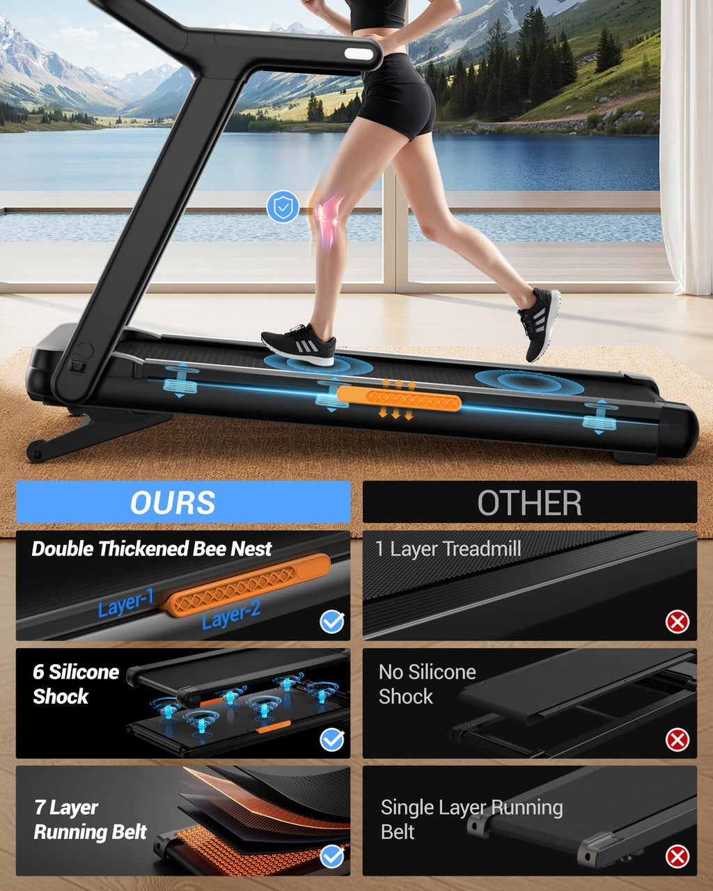Heavy Duty Treadmill with 20% Auto Incline 4.0HP 400 LBS Capacity Y8848
