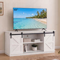 White TV Stand with Sliding Barn Doors X77010