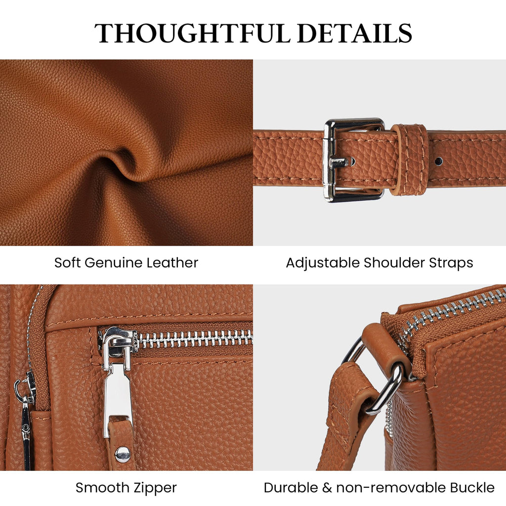 Anti Theft Genuine Leather Crossbody Bag with Wallet D596533