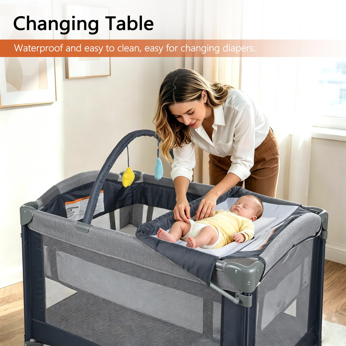 3-in-1 Pack and Play Playard with Bassinet & Changing Table B3279
