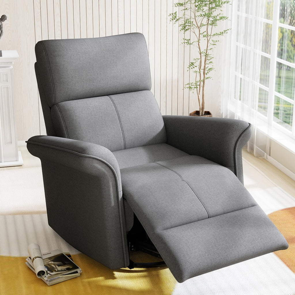 30" Dark Gray Power Swivel Rocker Recliner Chair L241