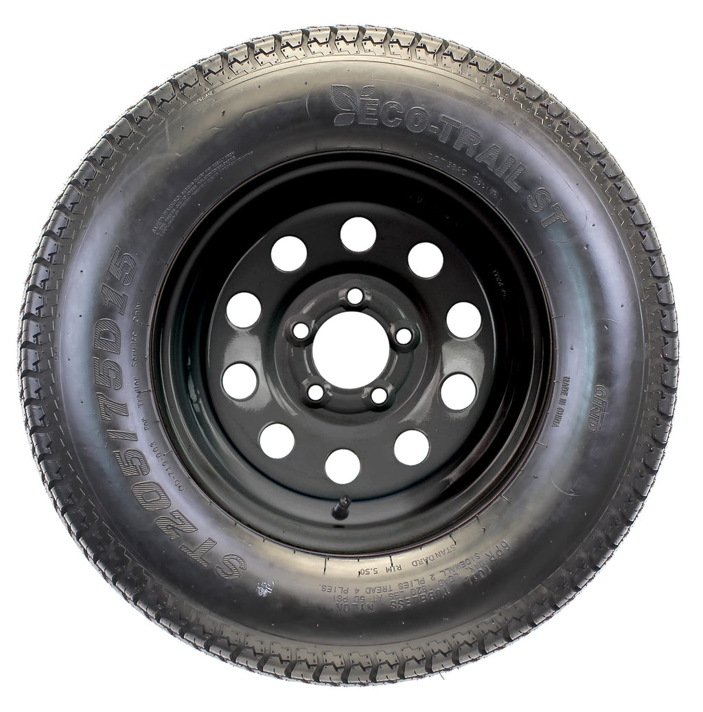2-Pack Trailer Tire Rim Assembly ST205/75D15 5 Lug Black G24122