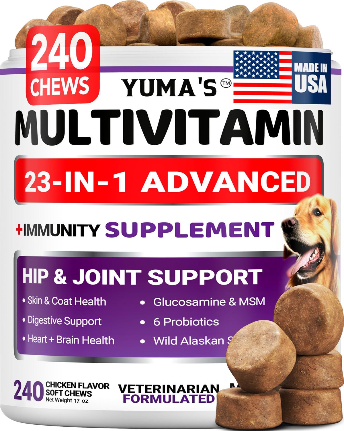 Dog Multivitamin with Glucosamine, 240 Treats D236