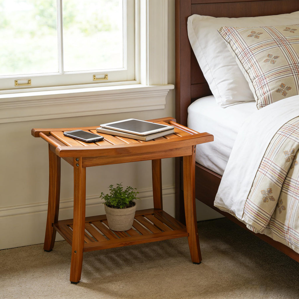 Teak Shower Bench Seat with Handles H309