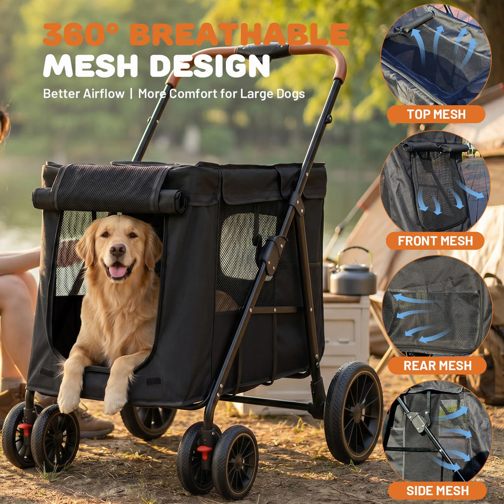 Foldable Pet Stroller up to 80 lbs with All-Terrain Wheels V518317