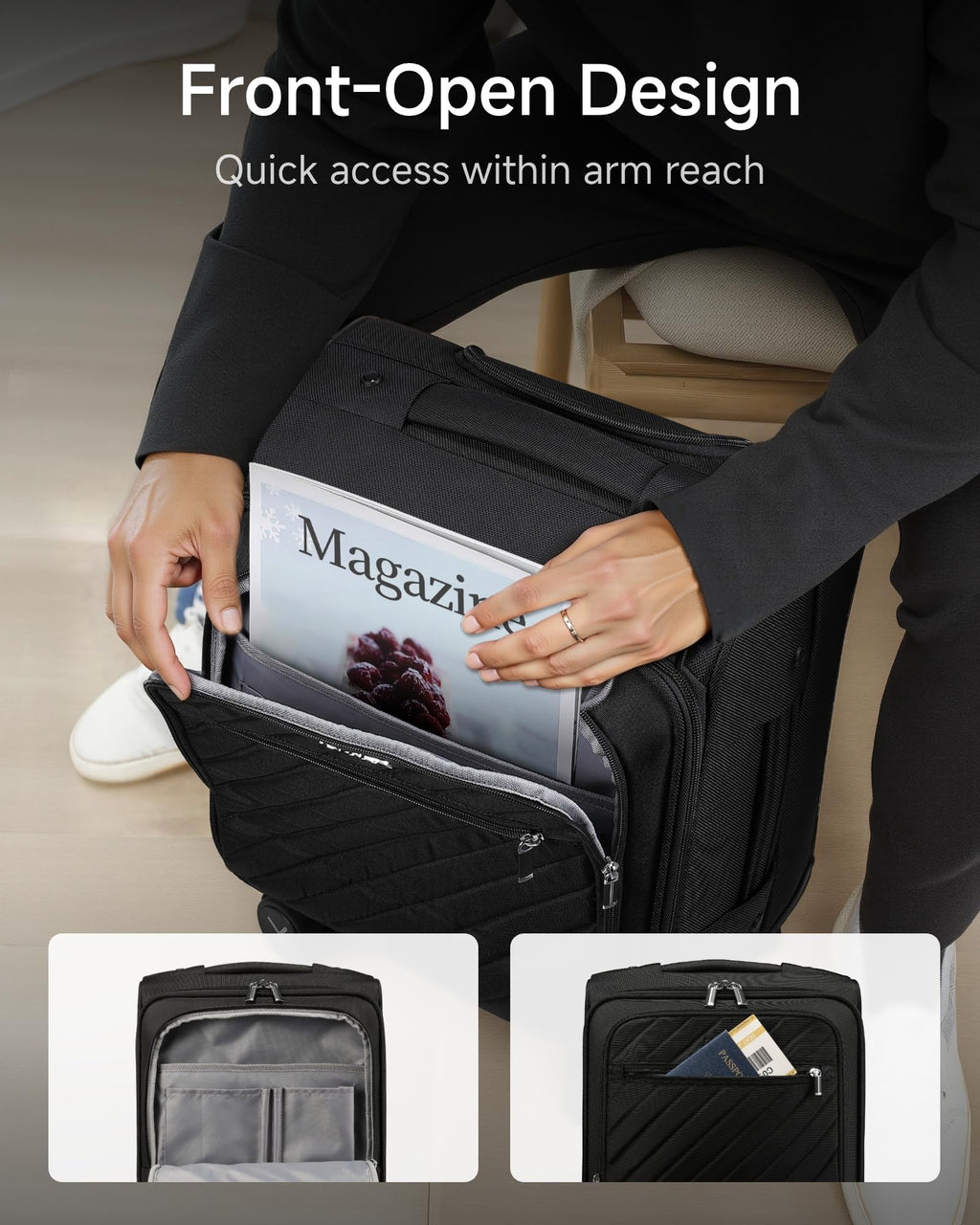 Black 15" Underseat Carry On Bag O8324