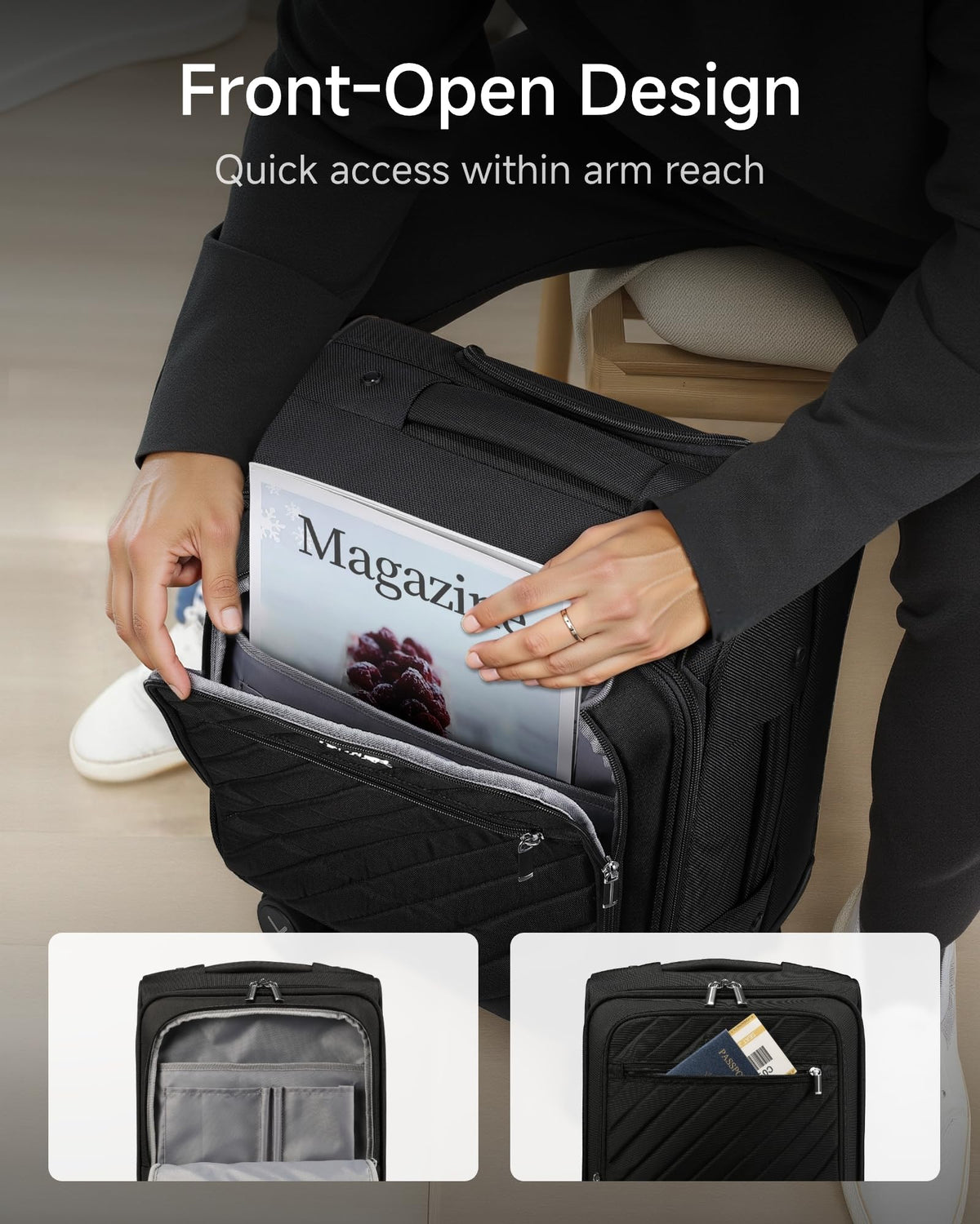 Black 15" Underseat Carry On Bag O8324