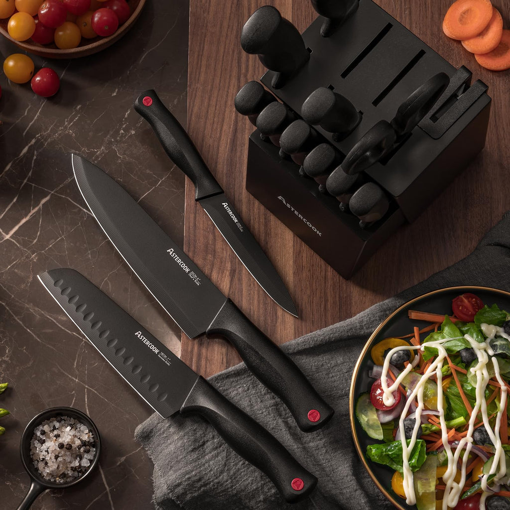 15 Pc German Knife Set with Block and Sharpener J949761