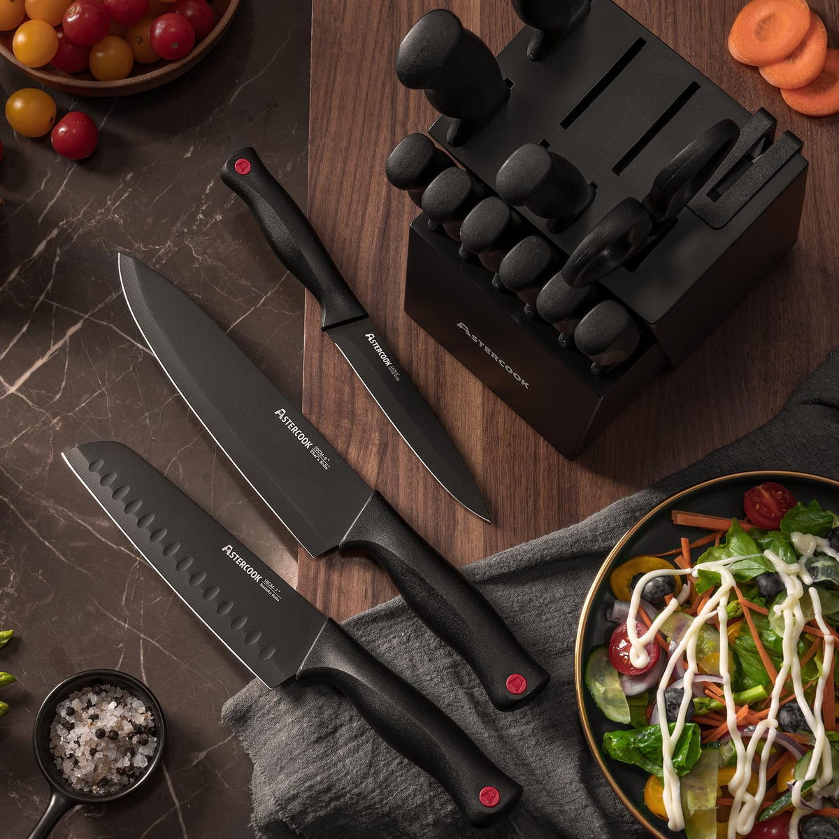 15 Pc German Knife Set with Block and Sharpener J949761