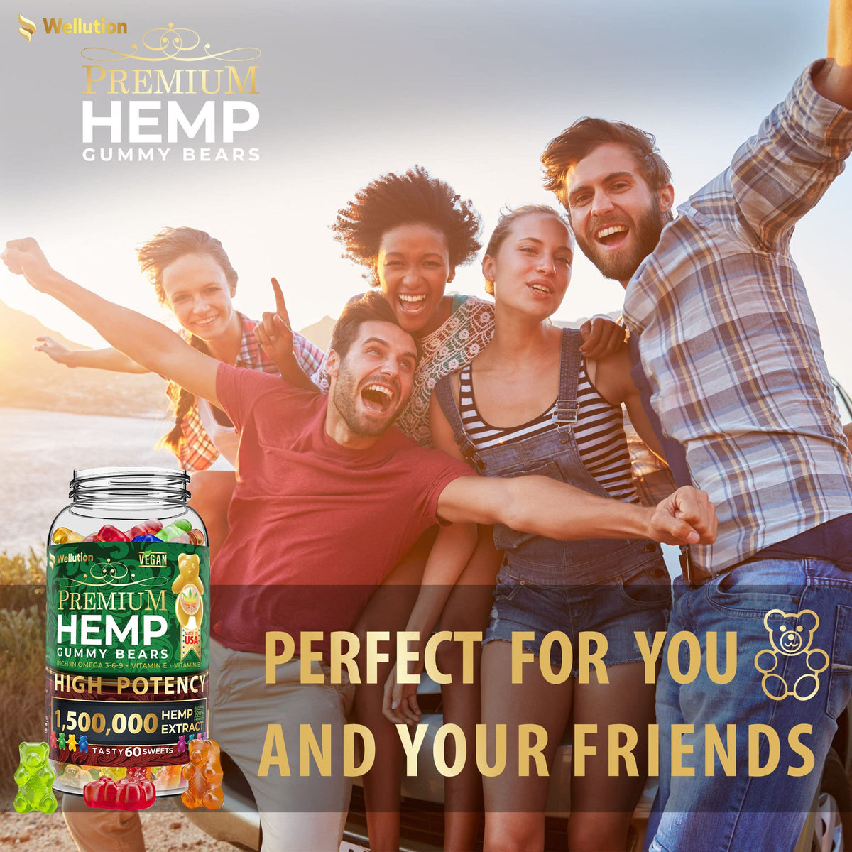Hemp Gummies 1,500,000 MCG Gluten Free 60ct P6770