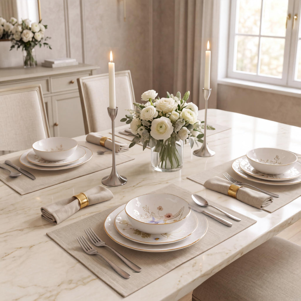12-Piece Glossy White Porcelain Dinnerware Set for 4 N609