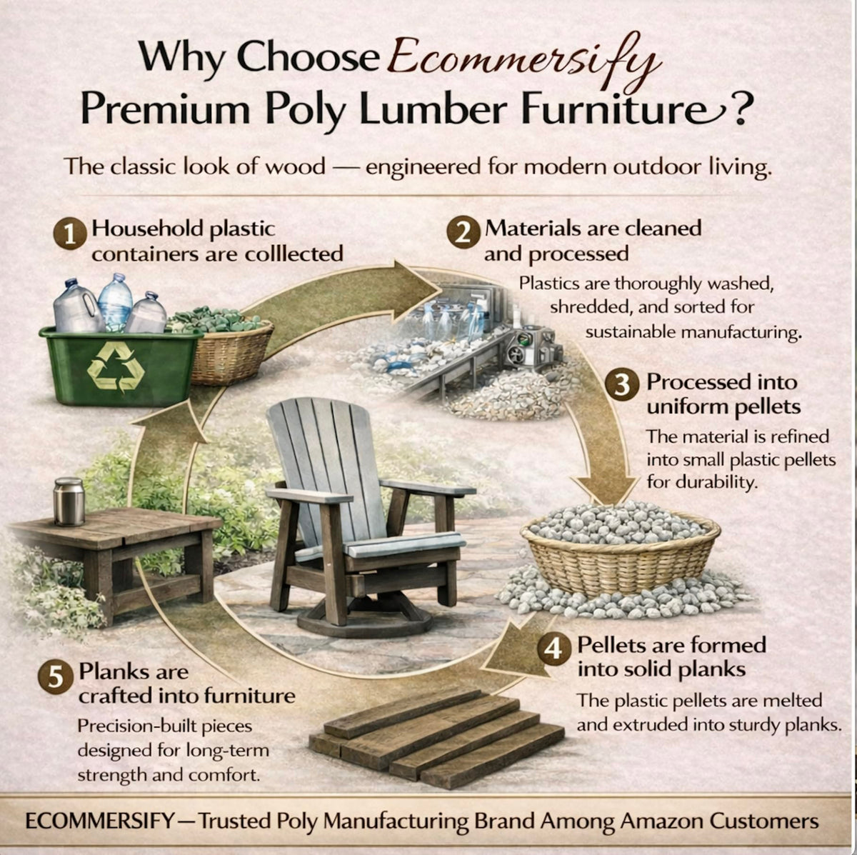 2FT All-Weather Poly Lumber Outdoor Glider Chair W4861