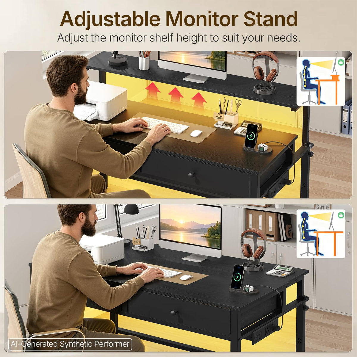 Computer Desk with Monitor Stand Z8377