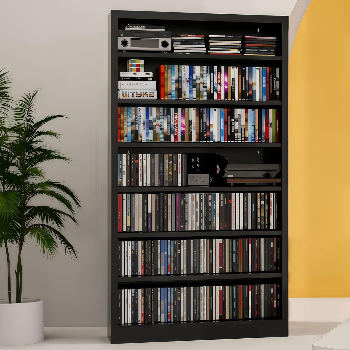 7 Tier Metal Media Storage Cabinet with Adjustable Shelves G53701