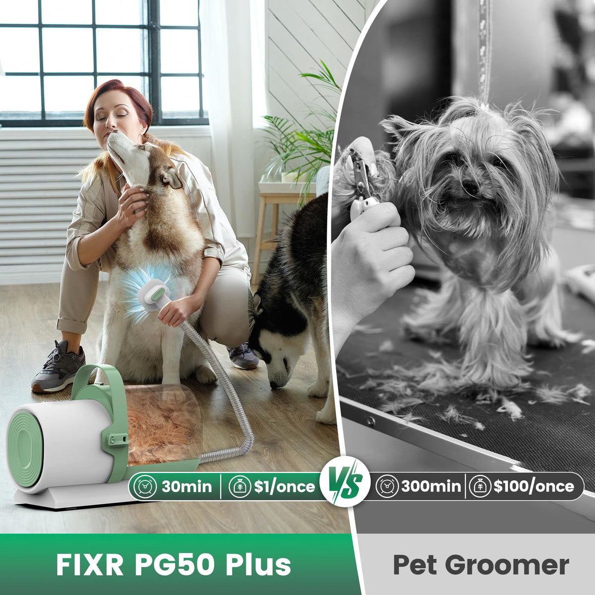 Dog Grooming Vacuum, 7 Grooming Tools 2.5L Dust Cup 11000Pa O4145