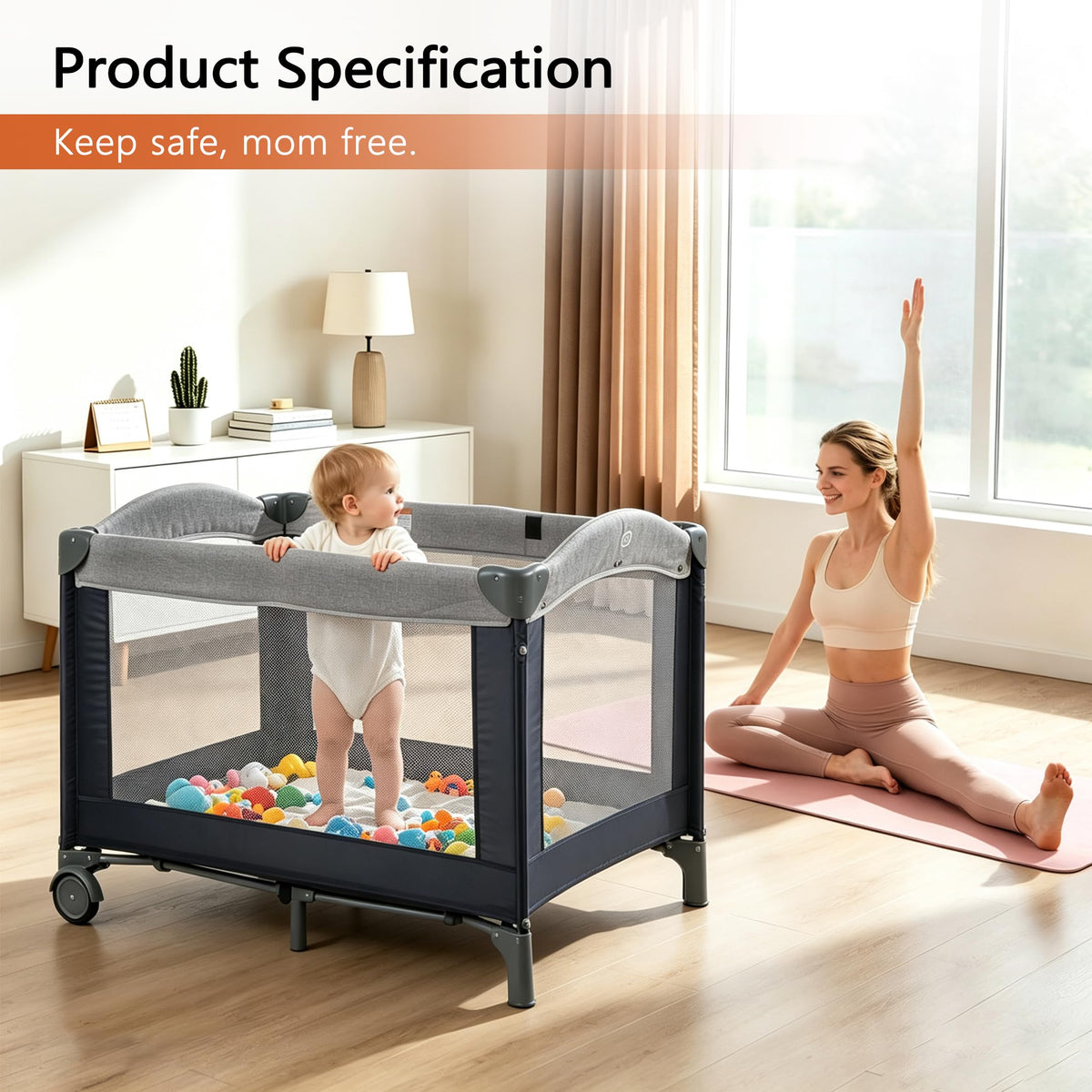 3-in-1 Pack and Play Playard with Bassinet & Changing Table B3279