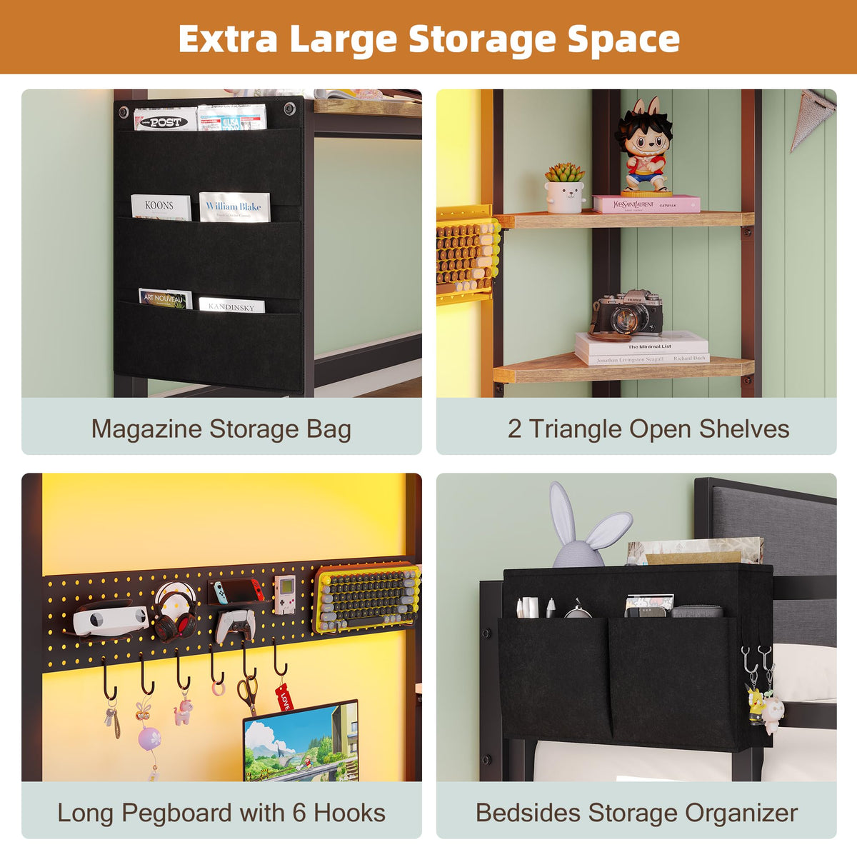 Twin Loft Bed with Desk and 6 Storage Drawers V330638