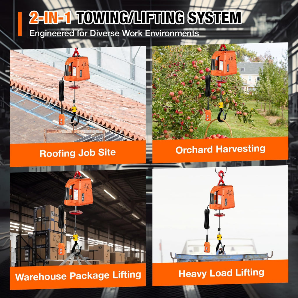 3 in 1 Electric Hoist Winch 2200 lbs 110/120V 25ft J9313
