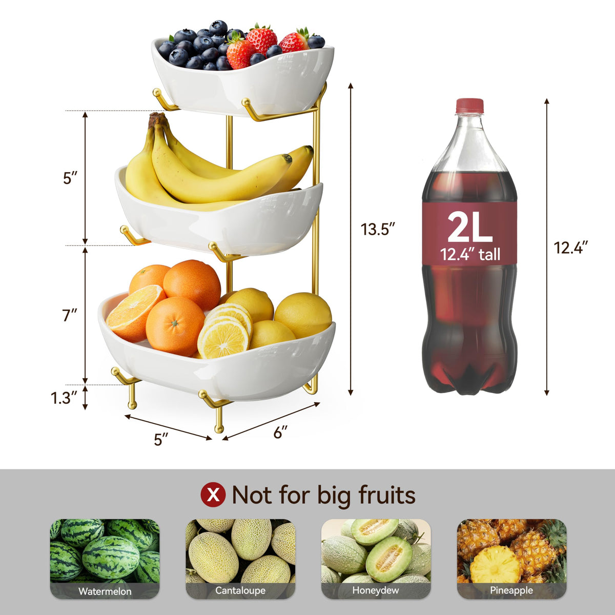 Ceramic 3 Tier Fruit Bowl B90258