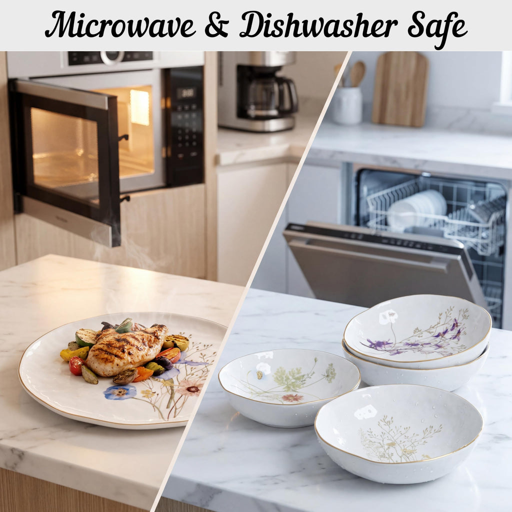12-Piece Glossy White Porcelain Dinnerware Set for 4 N609