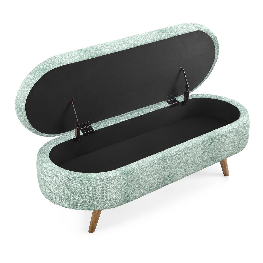 Oval Storage Bench with Rubber Wood Legs Gray C19041