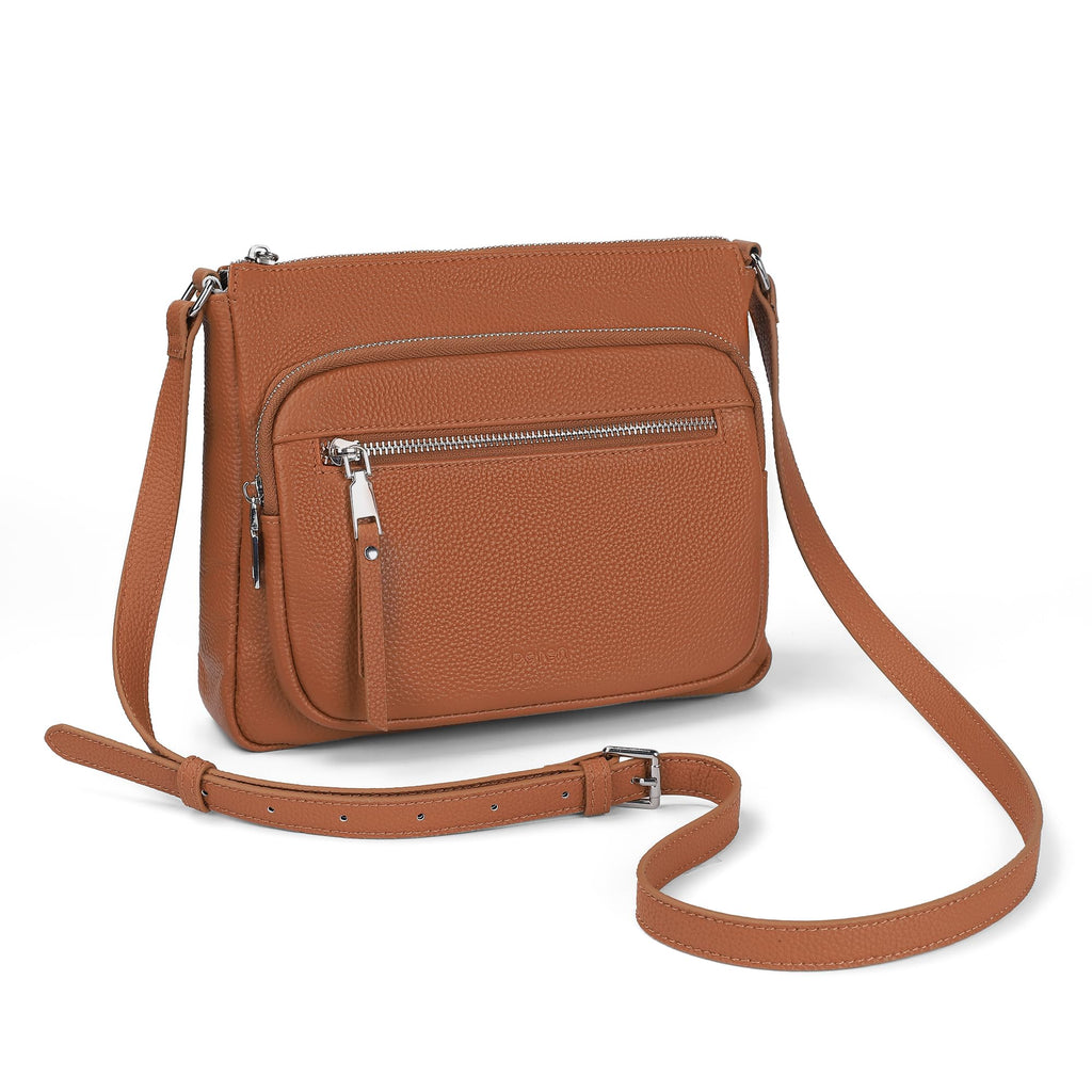 Anti Theft Genuine Leather Crossbody Bag with Wallet D596533