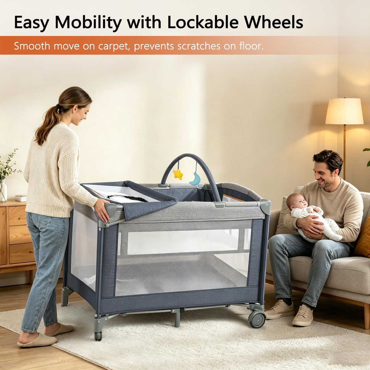 3-in-1 Pack and Play Playard with Bassinet & Changing Table B3279