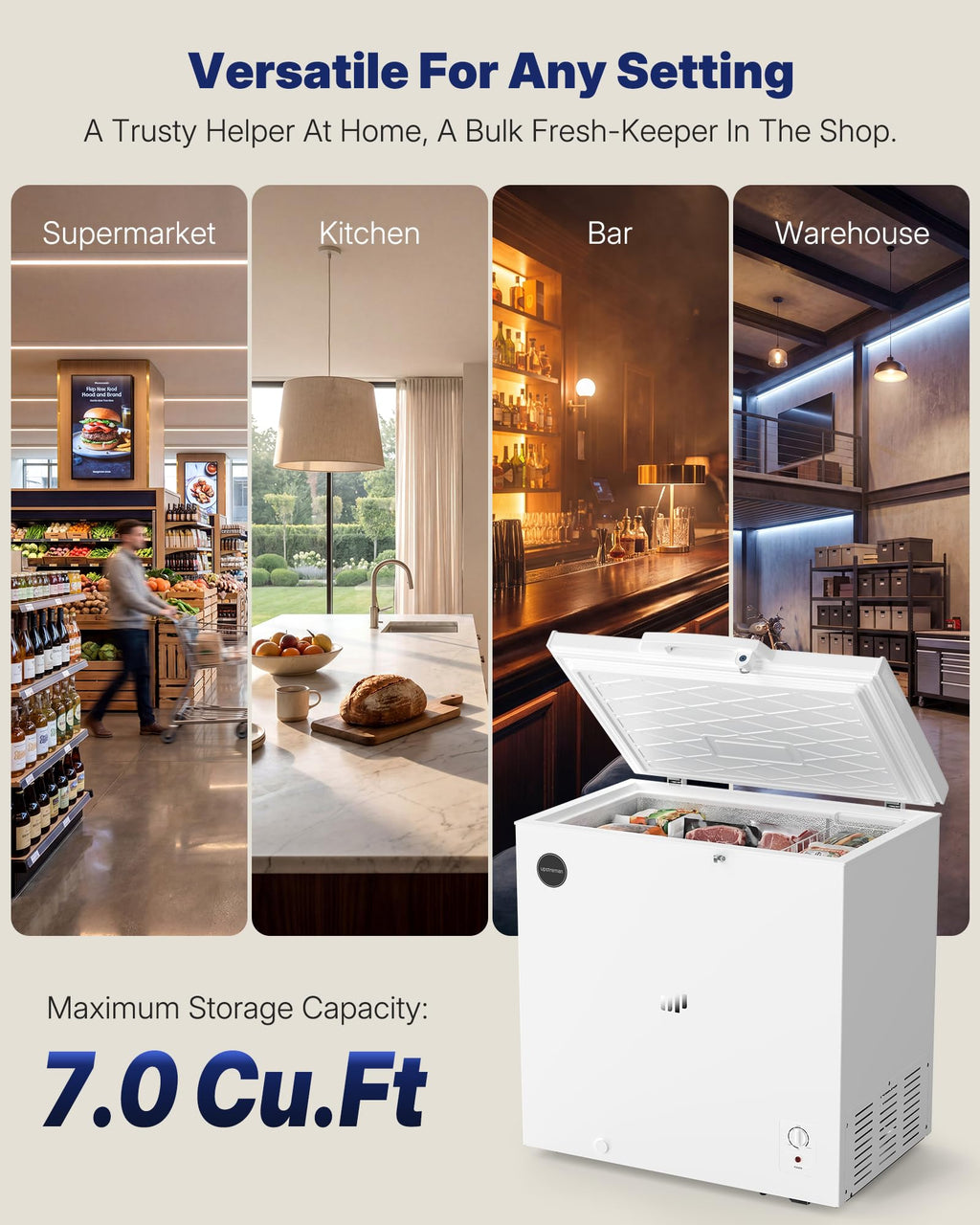 7.0 Cu.Ft Silky White Chest Freezer A8806