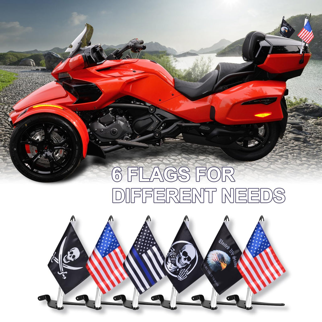 2 Pack Stainless Steel Flag Pole Mount Kit with 6pcs Flags Y39248