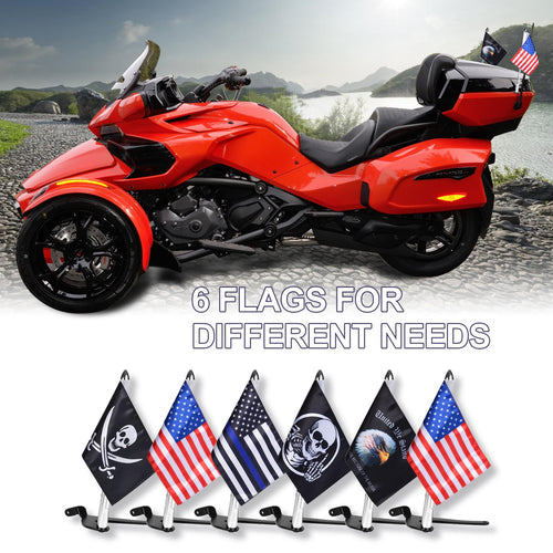 2 Pack Stainless Steel Flag Pole Mount Kit with 6pcs Flags Y39248