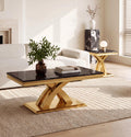 Black and Gold Coffee Table Set of 2 E726
