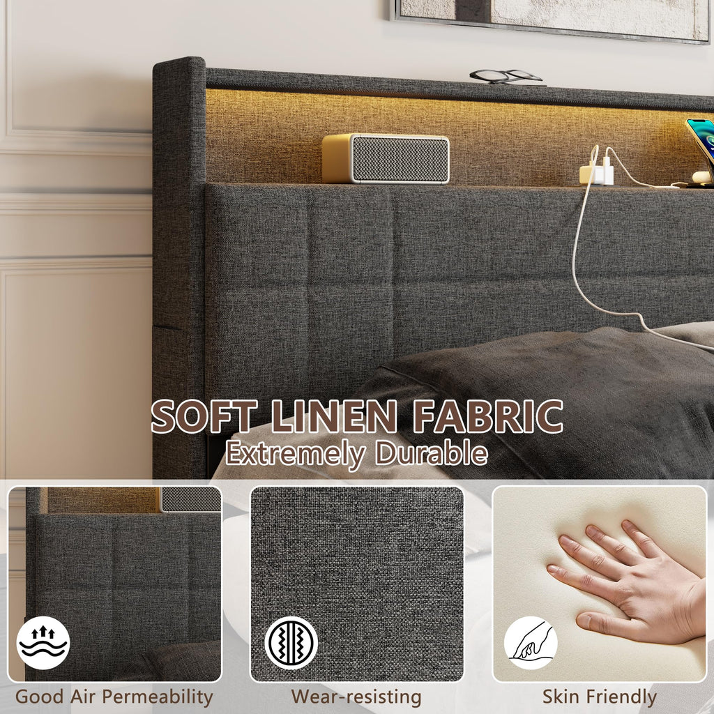 Queen Bed Frame with 4 Storage Drawers Q67665