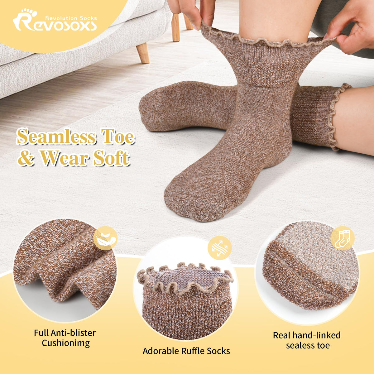 6 Pairs Non Binding Wide Seamless Diabetic Ankle Socks F256