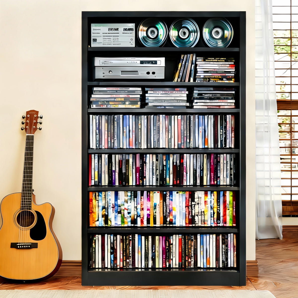 7 Tier Metal Media Storage Cabinet with Adjustable Shelves G53701