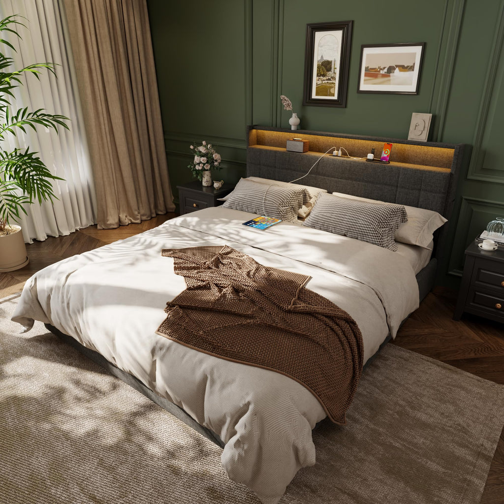 Queen Bed Frame with 4 Storage Drawers Q67665