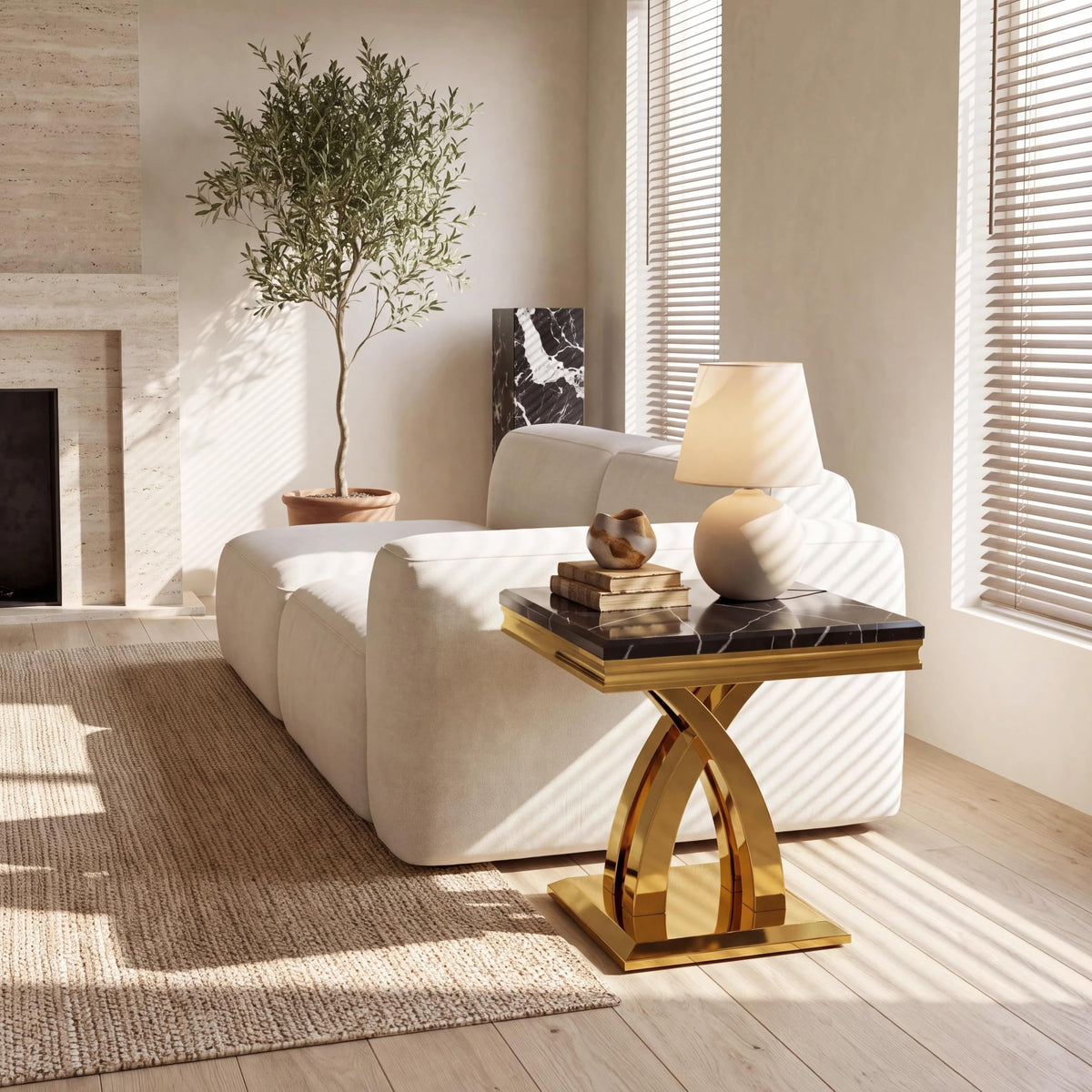 Black and Gold Coffee Table Set of 2 E726