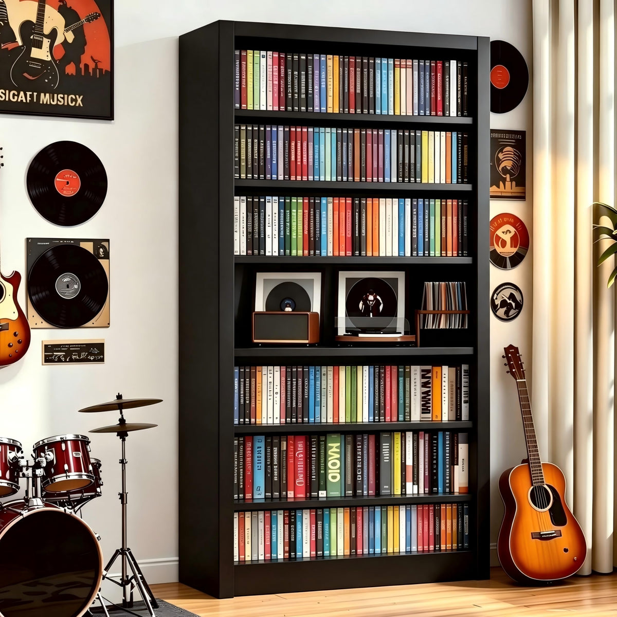 7 Tier Metal Media Storage Cabinet with Adjustable Shelves G53701