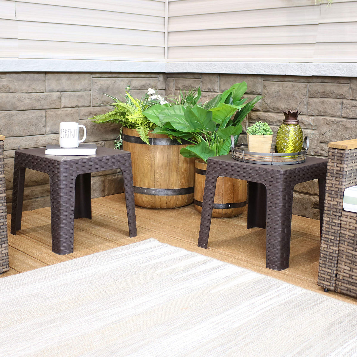 Brown Plastic Side Table Set of 2 T6953