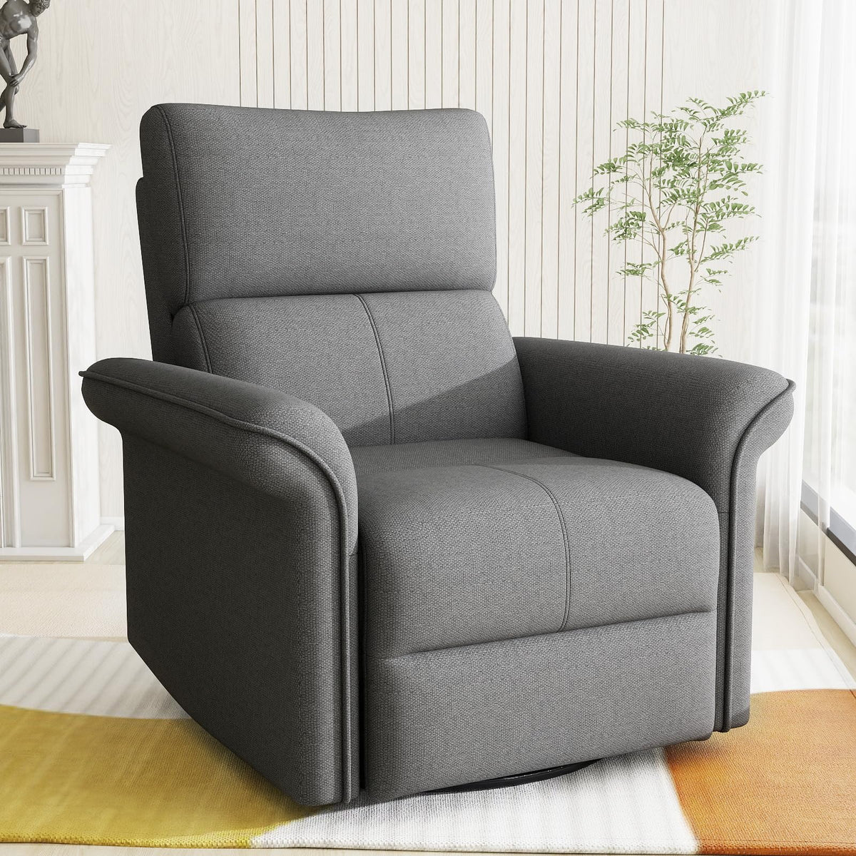 30" Dark Gray Power Swivel Rocker Recliner Chair L241